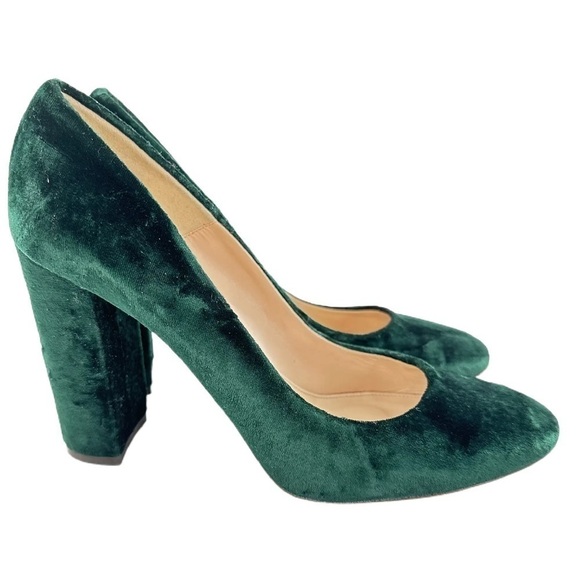 J crew collection size 10.5 emerald green velvet holiday party formal Jewel